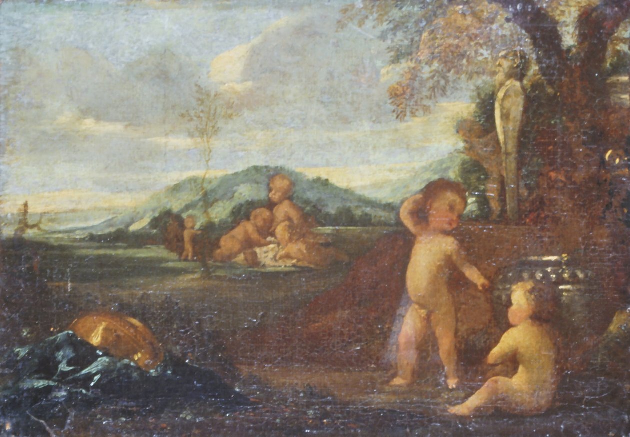 Putti w krajobrazie autorstwa Nicolas Poussin