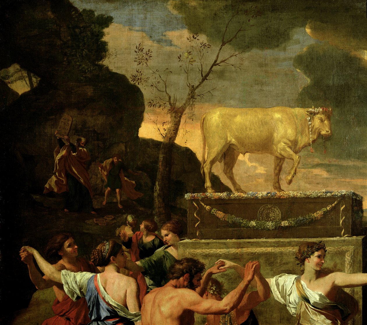 Adoracja Złotego Cielca, przed 1634 olej na płótnie, detal z 3738 autorstwa Nicolas Poussin