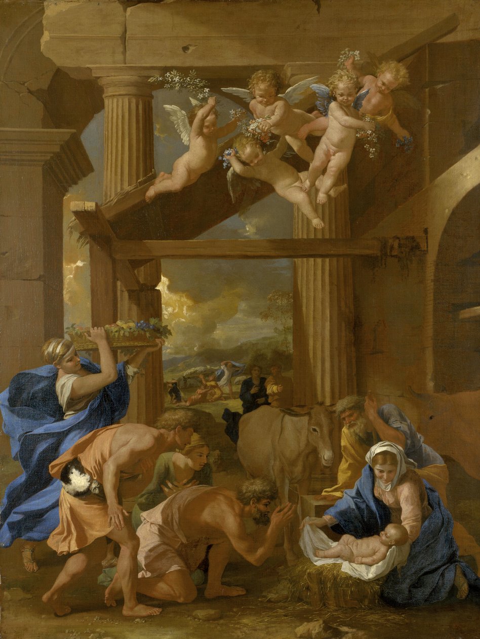 Adoracja pasterzy, ok. 1633 autorstwa Nicolas Poussin
