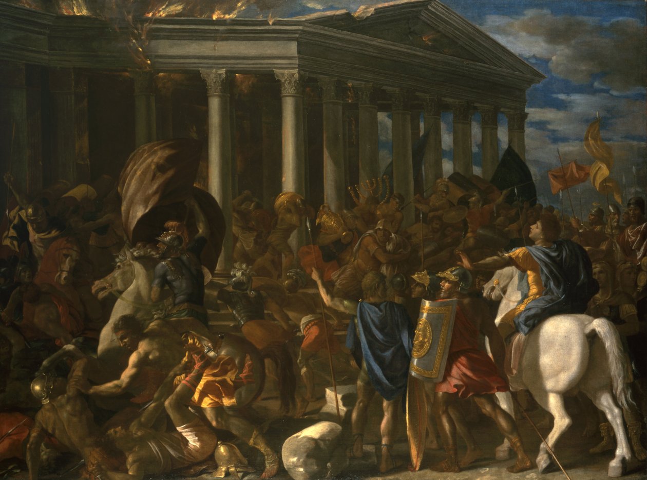 Zniszczenie i splądrowanie Świątyni Jerozolimskiej autorstwa Nicolas Poussin