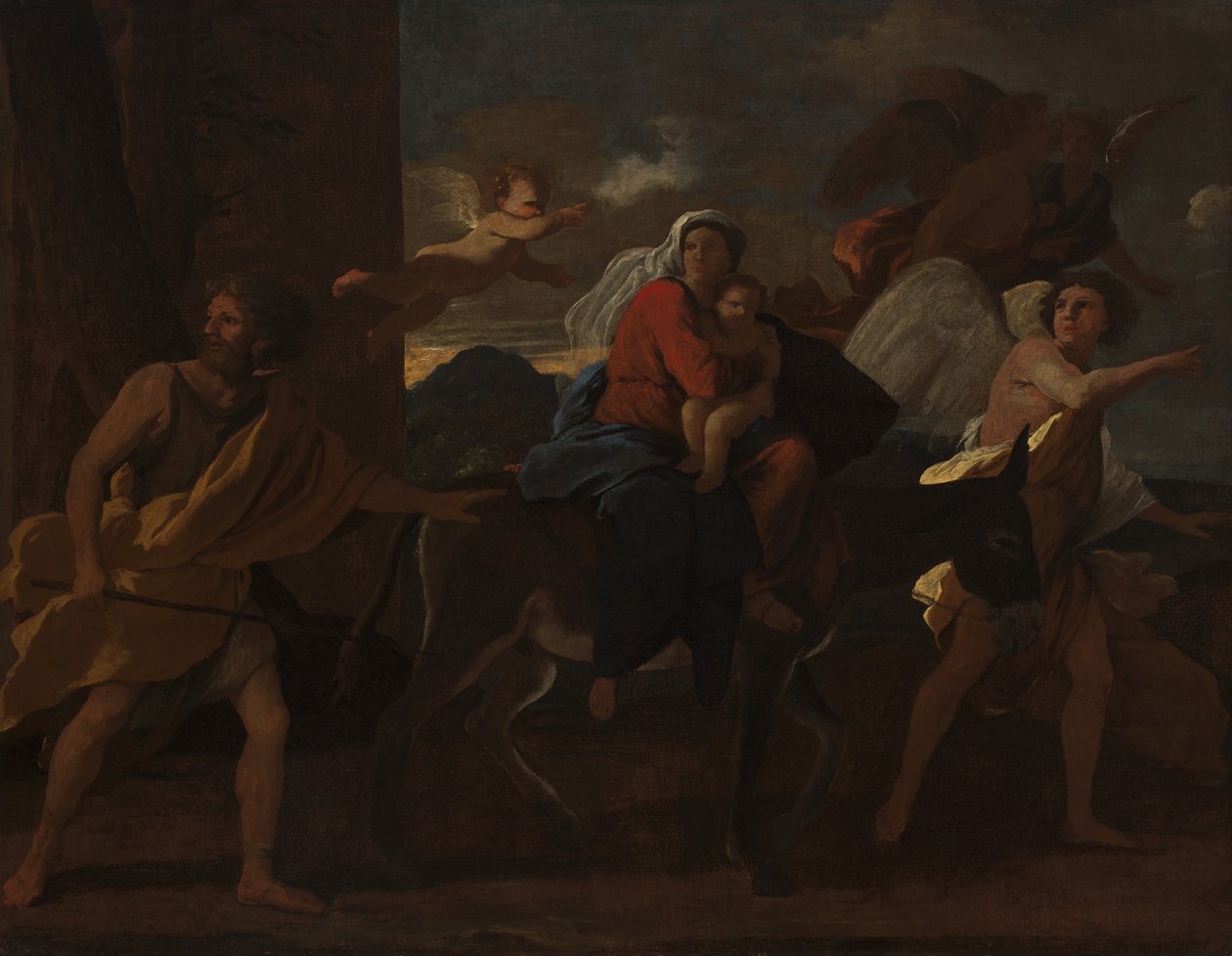 Ucieczka do Egiptu, 1627-28 autorstwa Nicolas Poussin