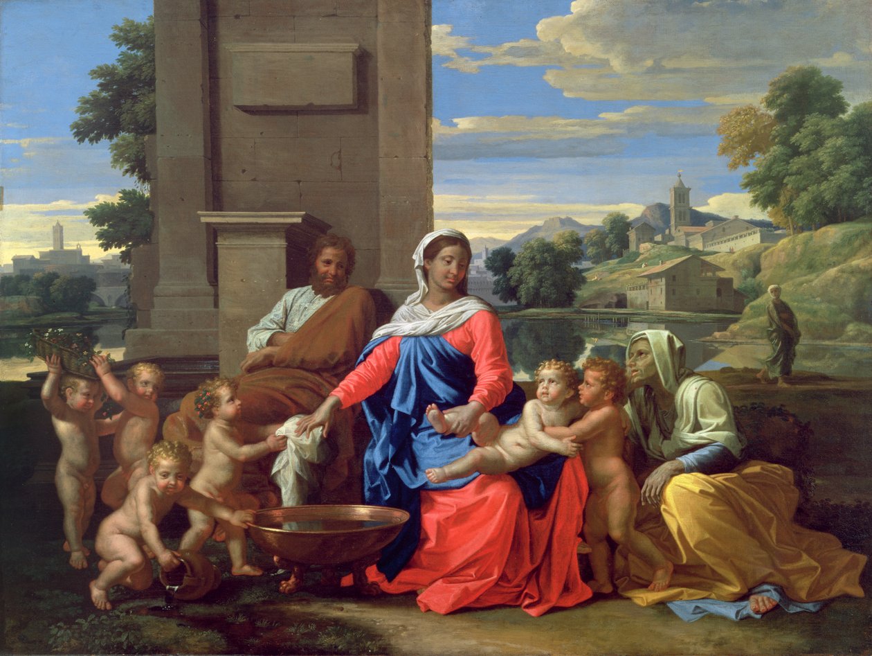 Święta Rodzina z Dzieciątkiem św. Jana Chrzciciela i św. Elżbiety, 1650-51 autorstwa Nicolas Poussin