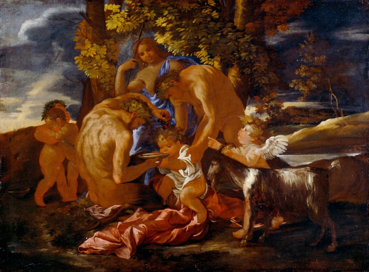 Wychowanie Bachusa autorstwa Nicolas Poussin