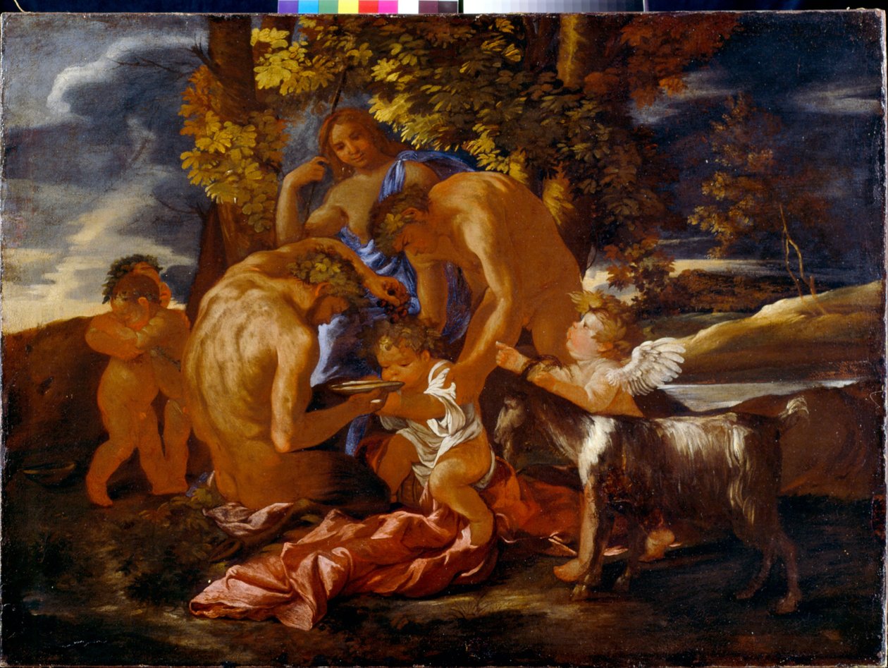 Wychowanie Bachusa autorstwa Nicolas Poussin