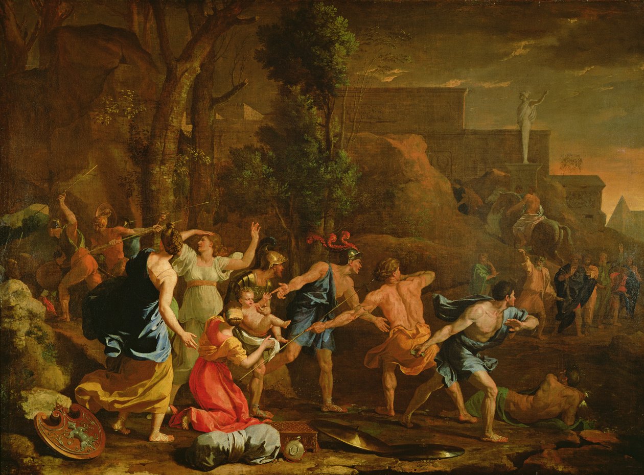 Ocalenie niemowlęcia Pyrrusa, 1634 autorstwa Nicolas Poussin