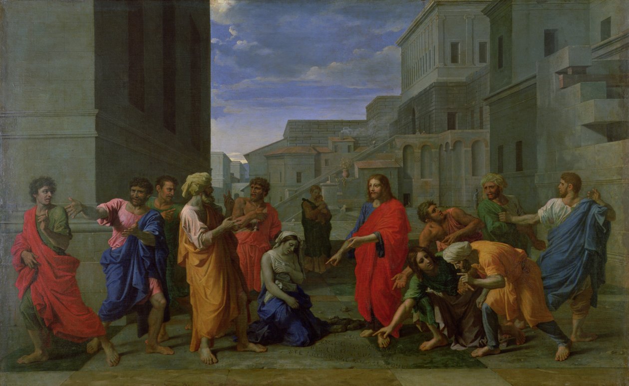 Kobieta przyłapana na cudzołóstwie, 1653 autorstwa Nicolas Poussin