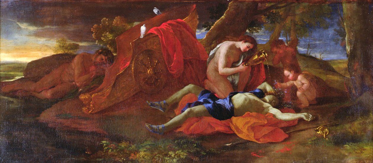 Wenus płacząca nad Adonisem, ok. 1625 autorstwa Nicolas Poussin
