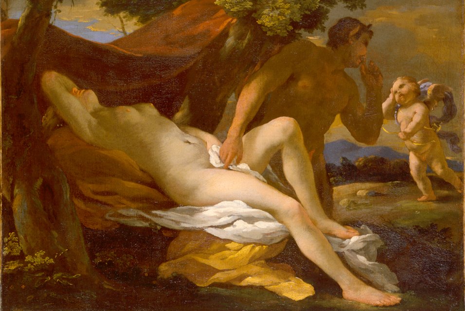 albo Jowisz i Antyopa, albo Wenus i Satyr autorstwa Nicolas Poussin