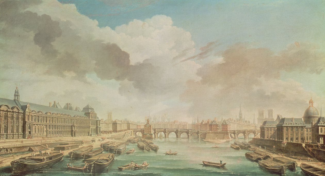 Luwr, Pont Neuf i College des Quatre Nations, 1755 autorstwa Nicolas Raguenet