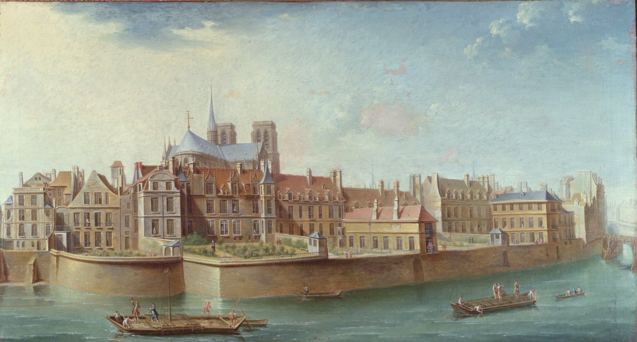 Widok na Ile de la Cite z Ile St. Louis, Paryż autorstwa Nicolas Raguenet