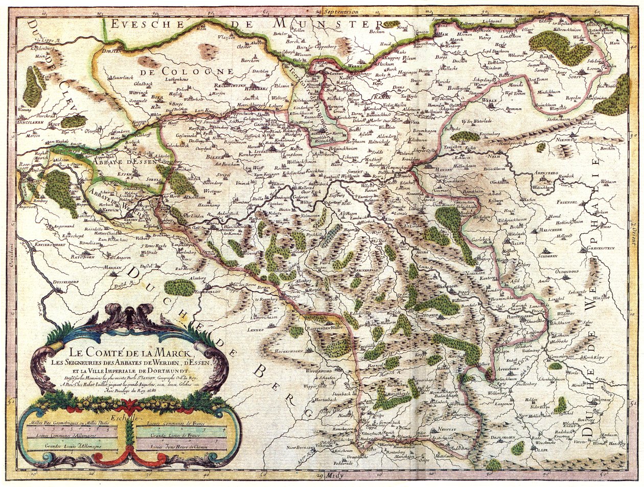 Mapa Hrabstwa Mark autorstwa Nicolas Sanson