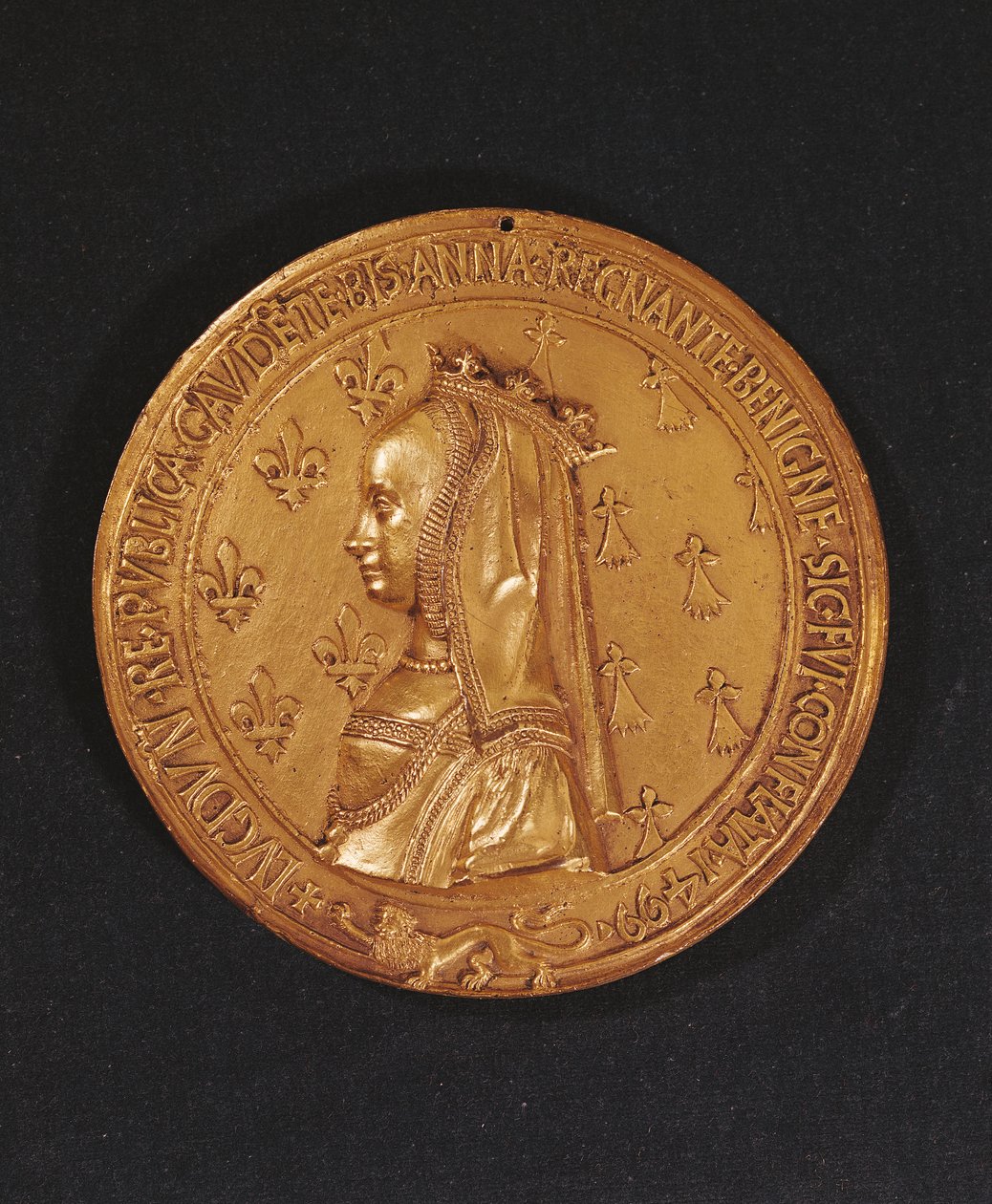 Medal przedstawiający Annę Bretanii (1477-1514) Księżna Bretanii, 1498-1514 (brąz) autorstwa Nicolas and Saint Priest, Jehan de Le Clerc