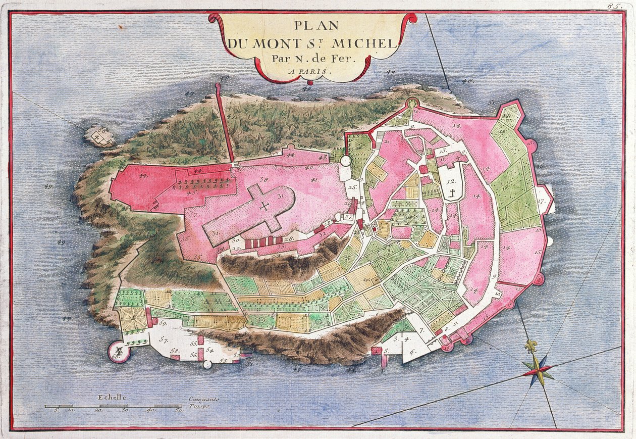 Plan Mont Saint-Michel, 1703 r. autorstwa Nicolas de Fer