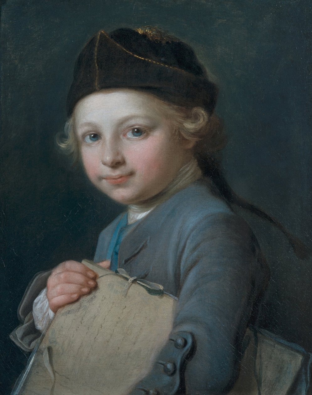 Portret młodego chłopca z teczką autorstwa Nicolas Bernard Lepicie