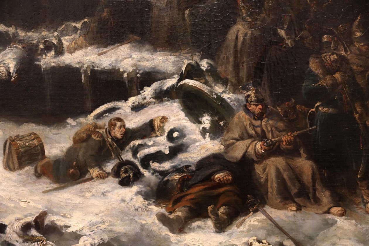 Armia Napoleona wycofująca się z Rosji, szczegół, 1836 autorstwa Nicolas Toussaint Charlet