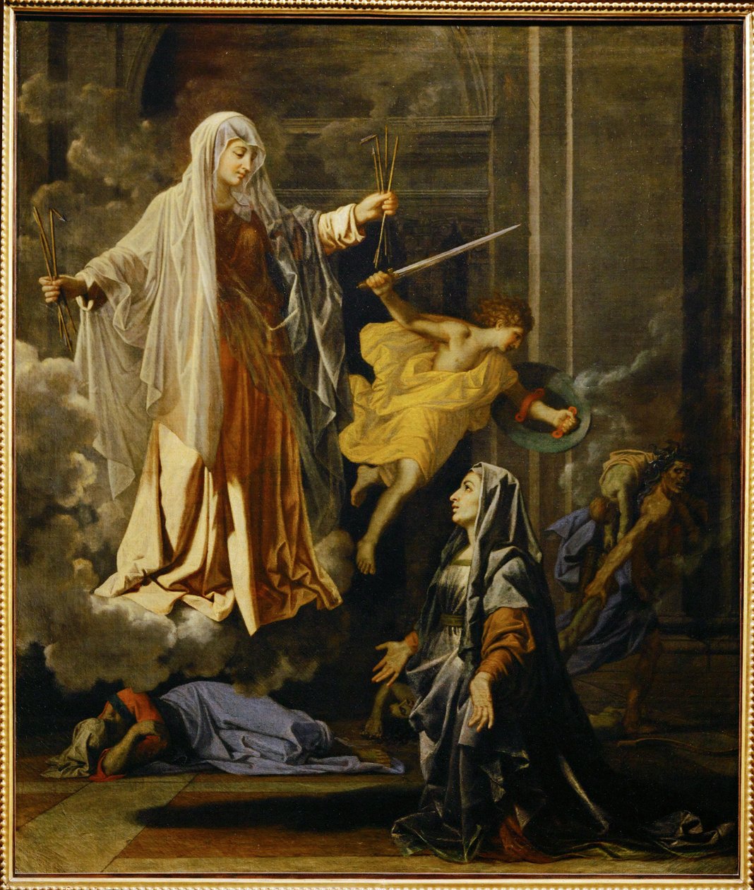Cud dżumy dokonany przez świętą Francoise Romaine ... autorstwa Nicolas (attr.to) Poussin