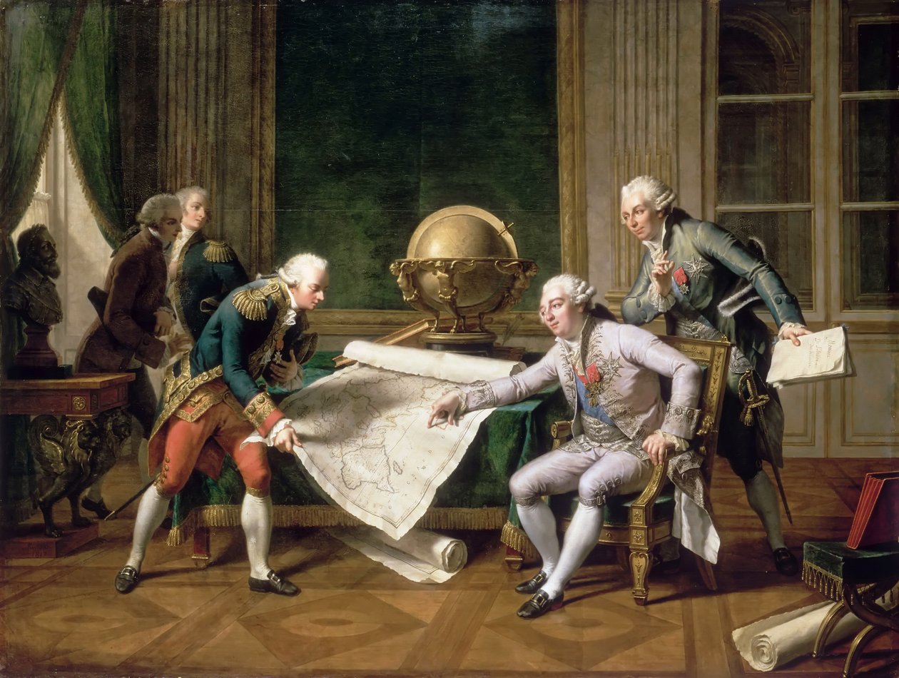 Ludwik XVI udziela instrukcji kapitanowi La Pérouse, 29 czerwca 1785 autorstwa Nicolas André Monsiaux
