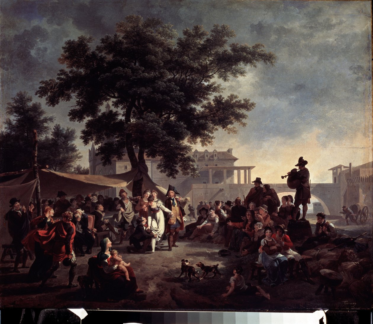 Ślub w stylu rustykalnym. Obraz Nicolasa Antoine Taunay (1755-1830). Olej na drewnie, 41 x 56 cm. XVIII-wieczna sztuka francuska. Muzeum Sztuk Pięknych im. Puszkina w Moskwie. autorstwa Nicolas Antoine Taunay