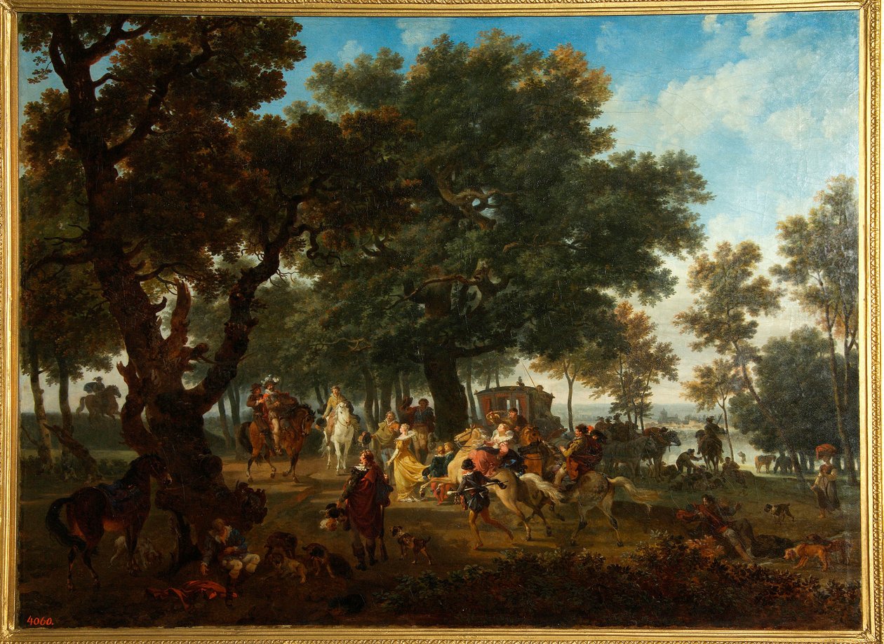 ""Polowanie na króla Francji Henryka IV (1553-1610) i jego suitę"" (Henri IV i jego polowanie na suitę) Obraz Nicolas Antoine Taunay (1755-1830) autorstwa Nicolas Antoine Taunay