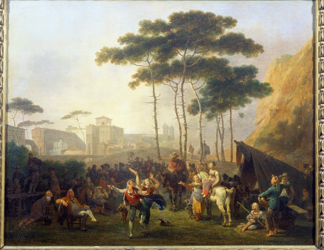 Village Dance Painting autorstwa Nicolasa Taunay (1755-1830) XIX w. Reims, Musee des Beaux Arts autorstwa Nicolas Antoine Taunay