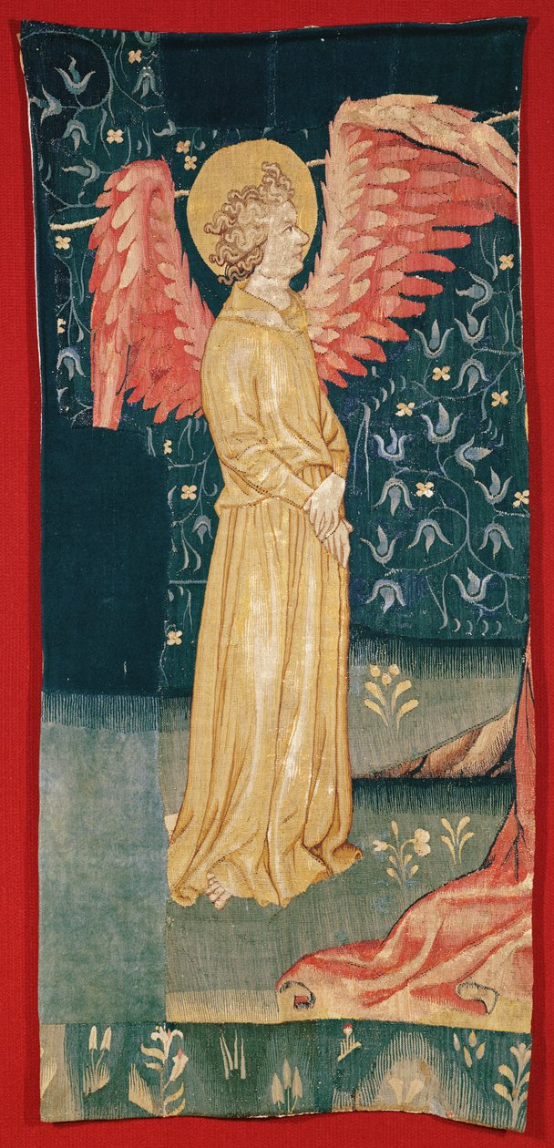 Anioł, fragment z „Apokalipsy gniewu” nr 84, 1373-87 (gobelin) autorstwa Nicolas Bataille