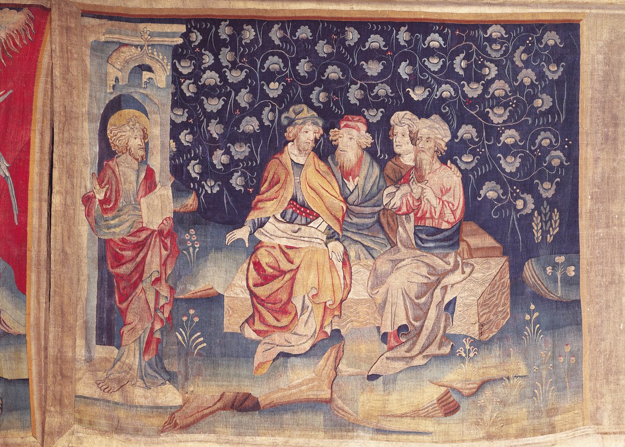 Omówienie Zmartwychwstania, nr 76 z „Apokalipsy gniewu”, 1373-87 (gobelin) autorstwa Nicolas Bataille