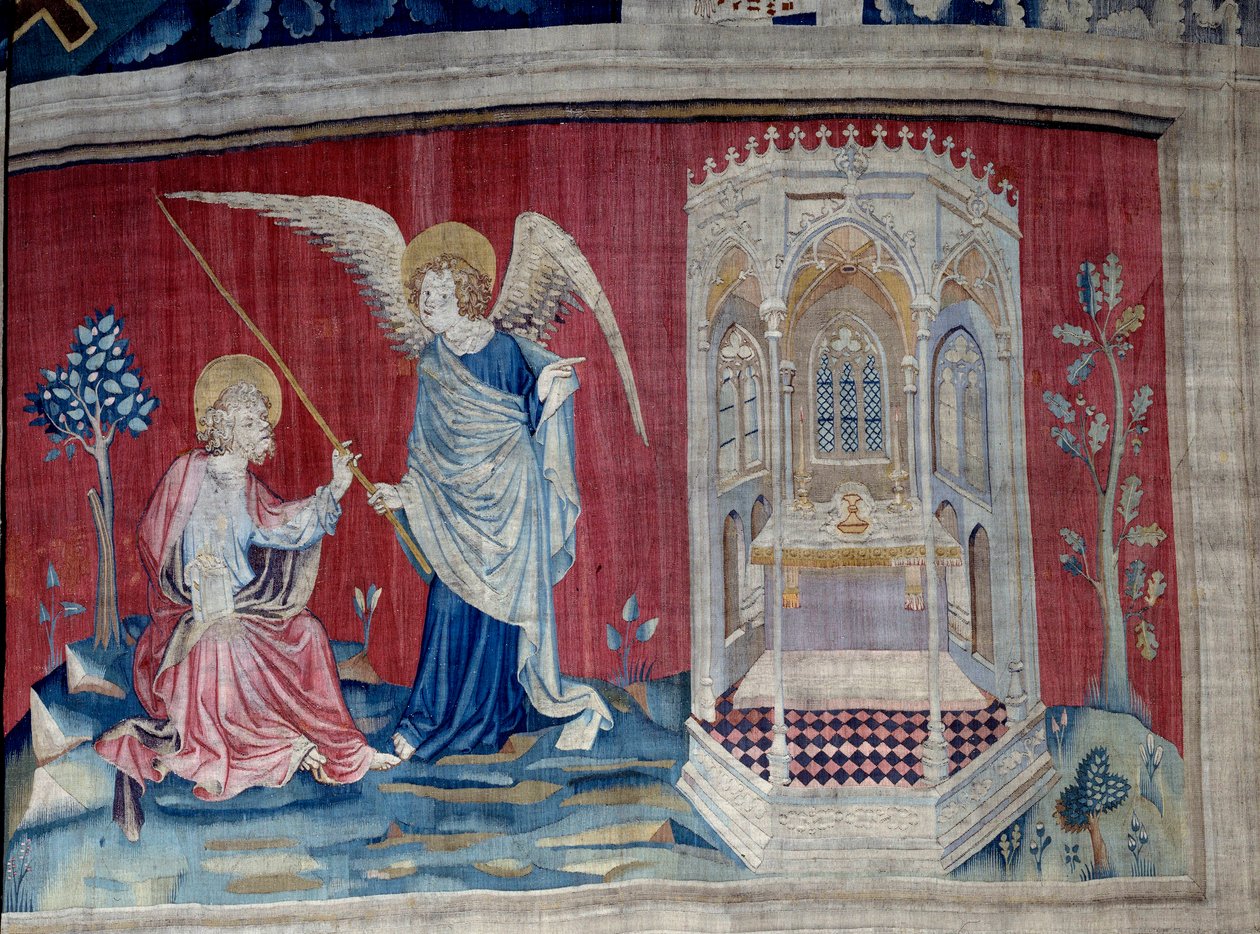 Powieszenie Objawienia (1373-1383), nr. 27: Święty Jan i Anioł. Gobelin autorstwa Nicolasa Bataille