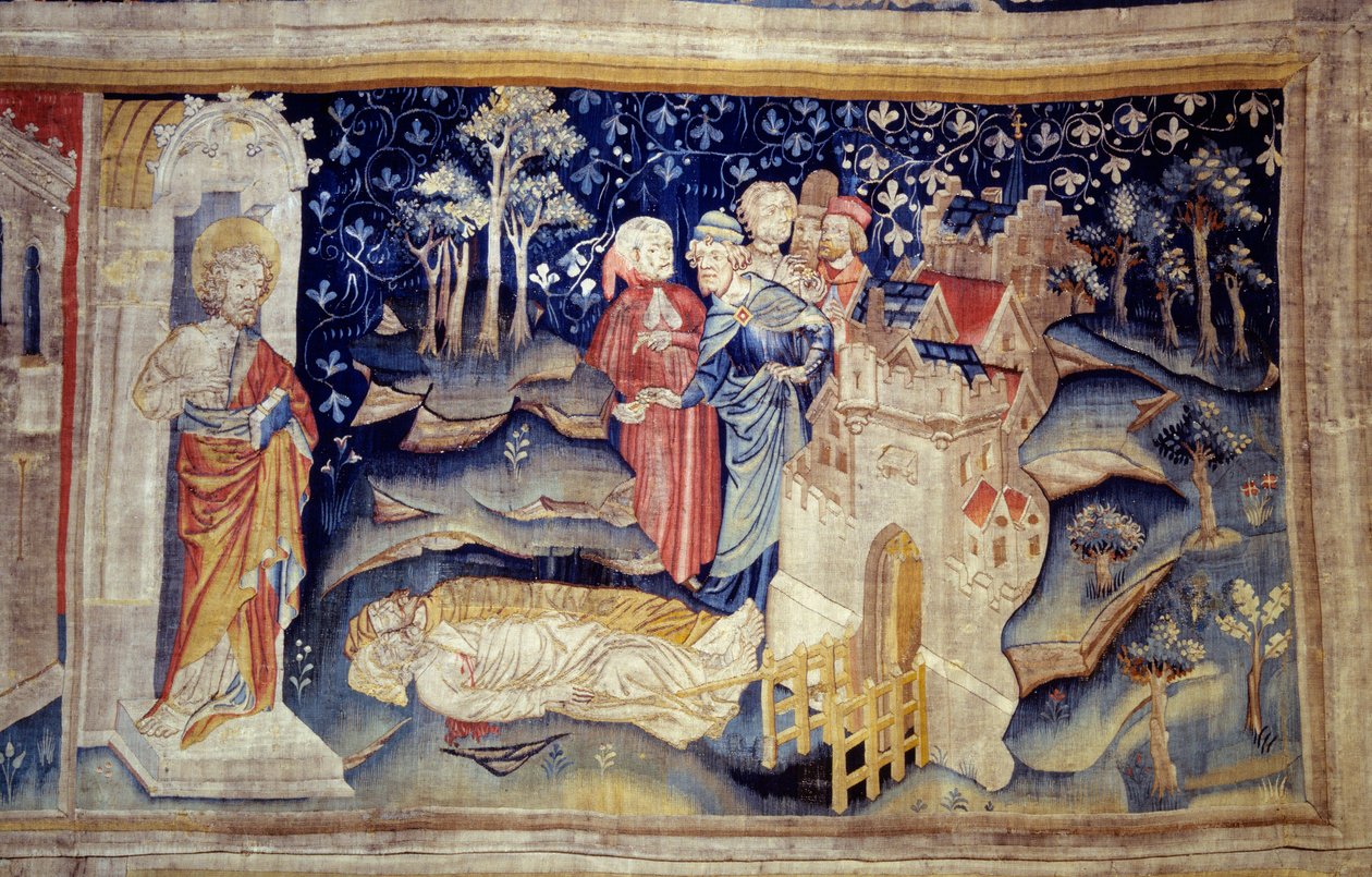 Powieszenie Objawienia (1373-1383), nr. 30: Umarli na ziemi. Gobelin autorstwa Nicolasa Bataille