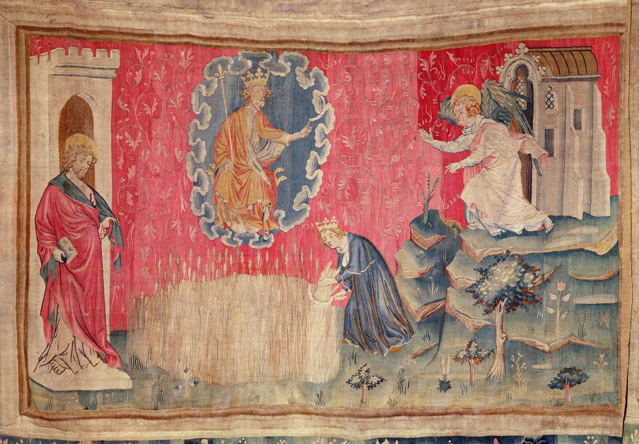 Żniwo wybranych, z apokalipsy gobelinu gniewów, 1373-87 (gobelin) autorstwa Nicolas Bataille