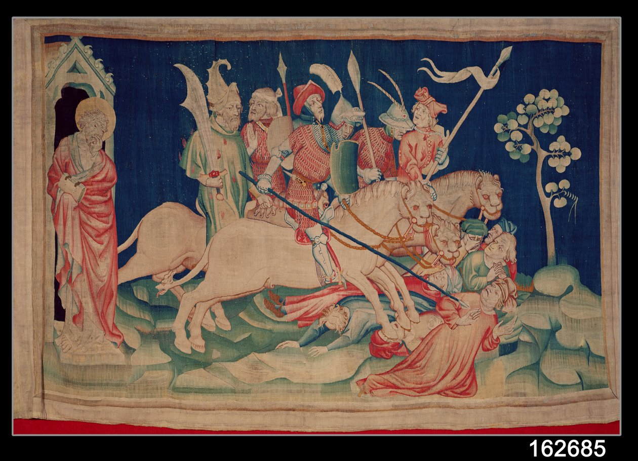 Miriady jeźdźców, numer 26 z „Apokalipsy gniewu”, 1373-87 (gobelin) autorstwa Nicolas Bataille