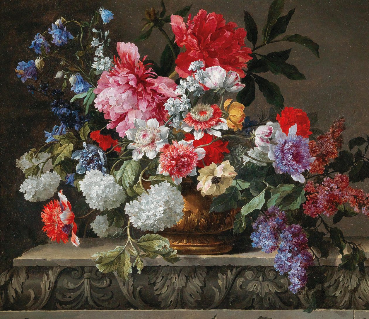 Martwa natura z róż, tulipanów, zawilców i bzu, druga połowa XVII wieku. autorstwa Nicolas Baudesson