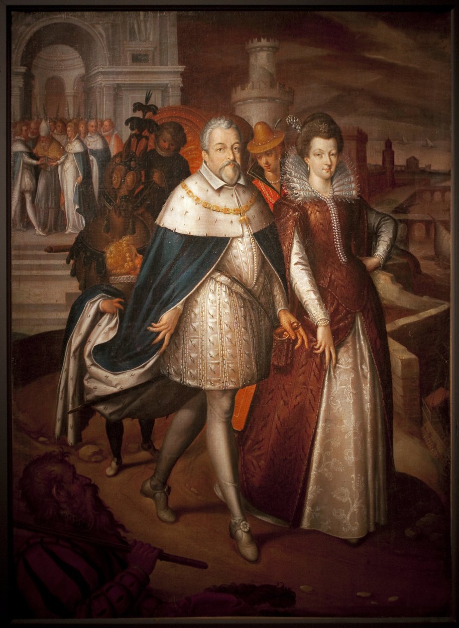 Portret Franciszka I de Medicis (1541-1587), wielkiego księcia Toskanii i jego córki Marii de Medicis (1575-1642), przyszłej królowej Francji. Książę ma naszyjnik Orderu Złotego Runa. Obraz Nicolas Bollery (zm. 1630), olej na płótnie autorstwa Nicolas Baullery