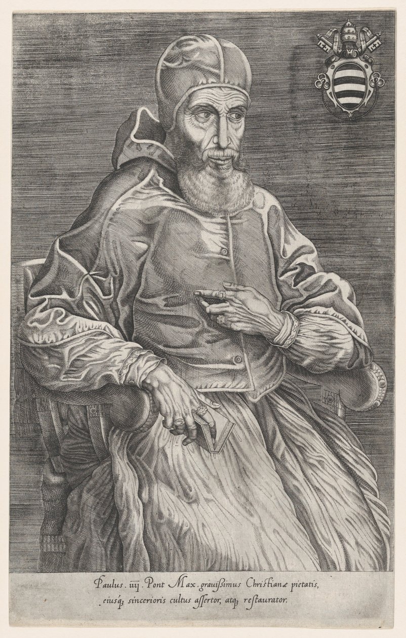 Portret papieża Pawła IV, 1530-66., 1530-66. autorstwa Nicolas Beatrizet