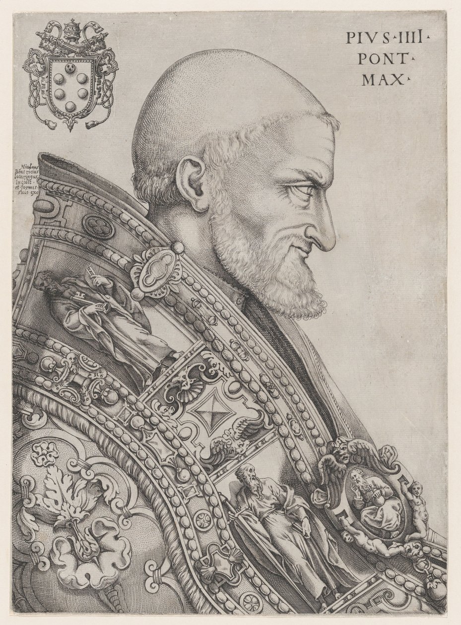 Portret papieża Piusa IV, połowa XVI w., połowa XVI w. autorstwa Nicolas Beatrizet