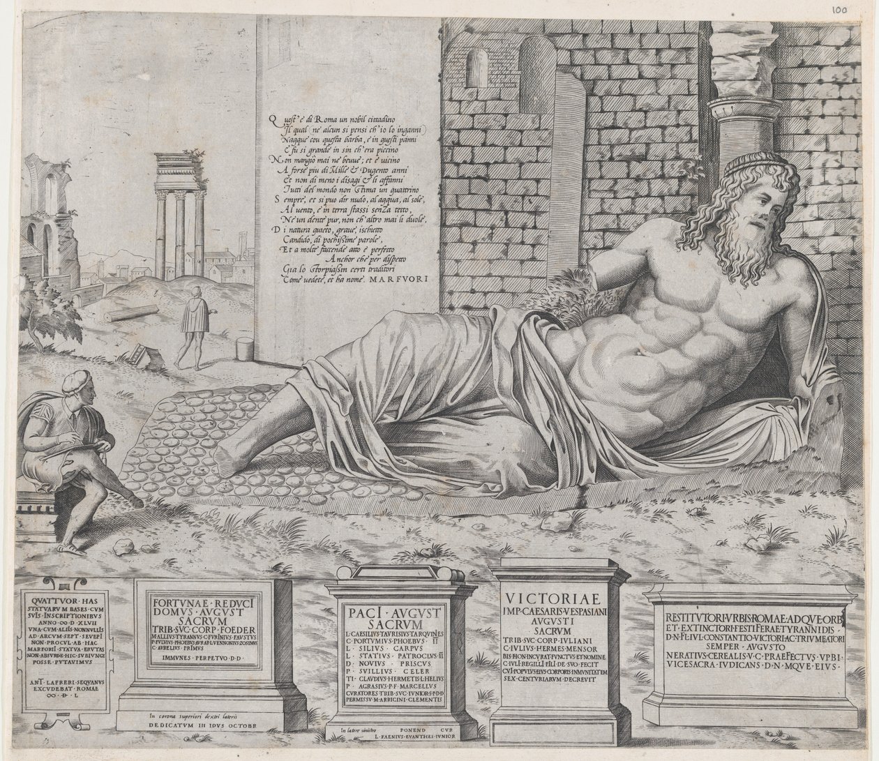 Lustro rzymskiej świetności: Marforius, 1550., 1550. autorstwa Nicolas Beatrizet.