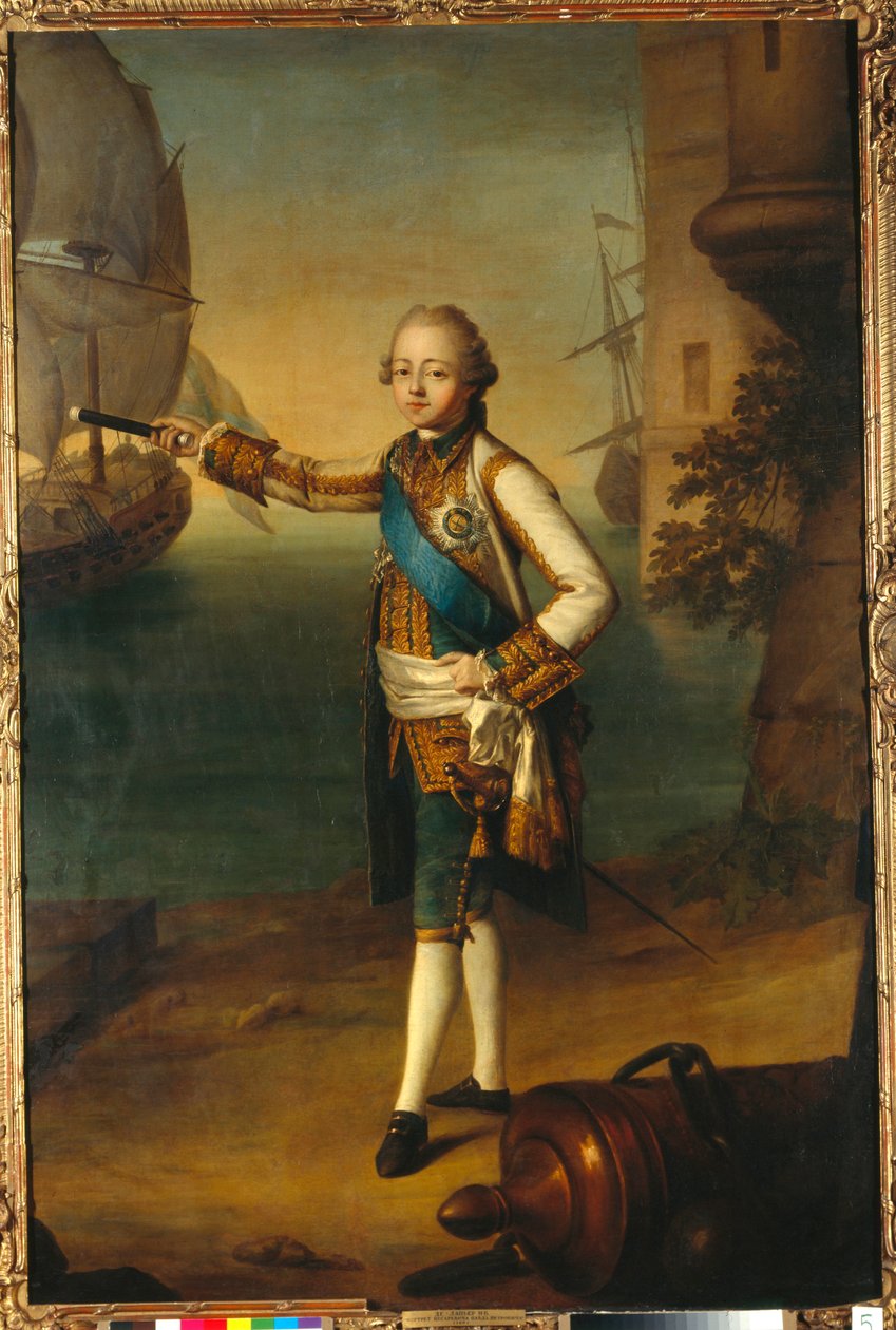 Portret wielkiego księcia Pawła Pietrowicza (1754-1801, Paweł I Rosji) w mundurze admirała (Portret wielkiego księcia Pawła Pietrowicza w mundurze admirała) - Obraz Nicolasa Benjamina Delapierre