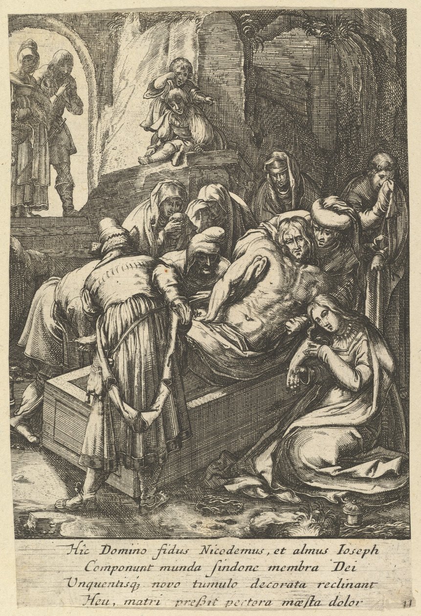 Złożenie do grobu z Męki Pańskiej, połowa XVII wieku. autorstwa Nicolas Cochin
