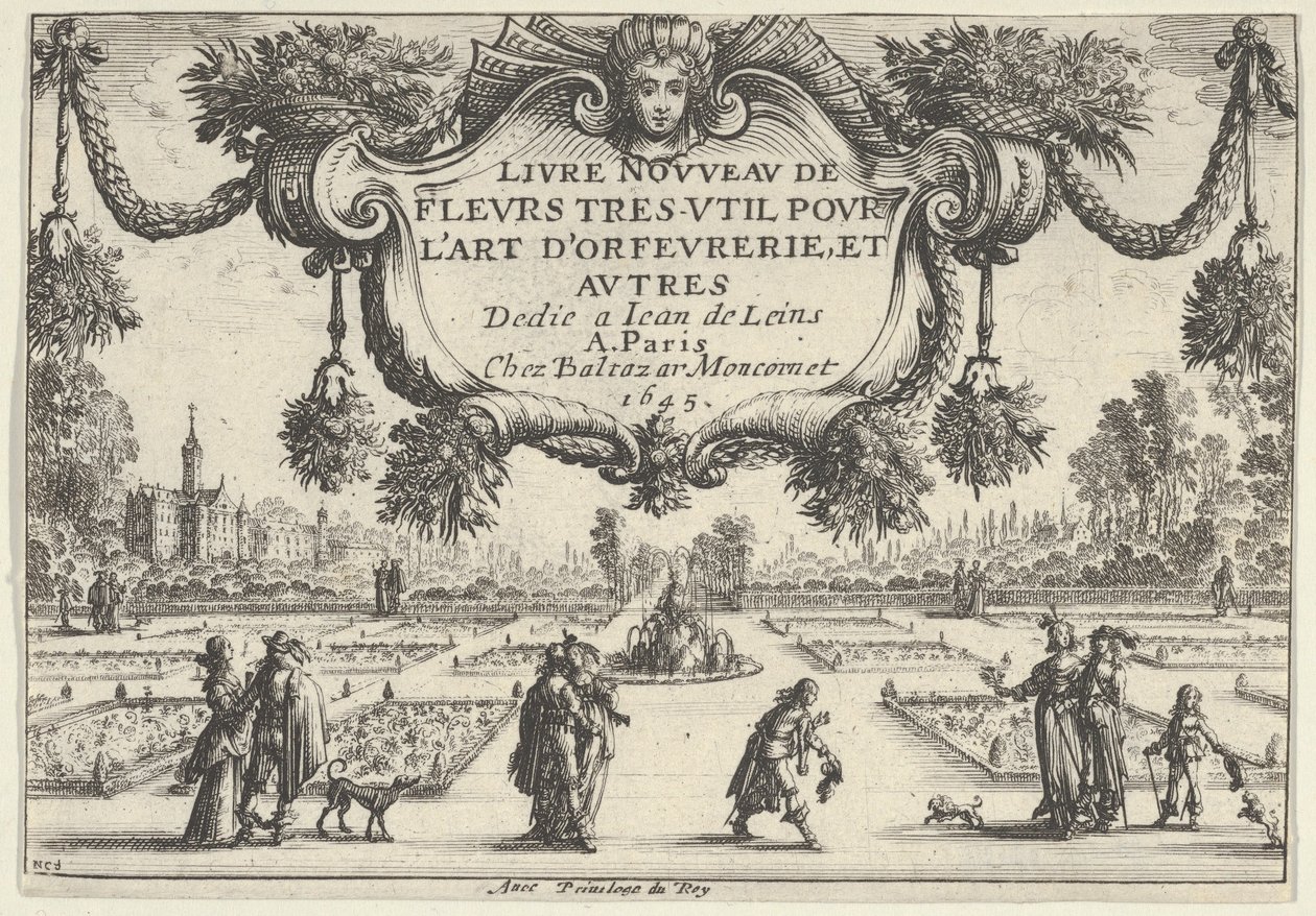 Tabliczka tytułowa, z Nowej Księgi Kwiatów Bardzo Pożytecznych, 1645., 1645. autorstwa Nicolas Cochin