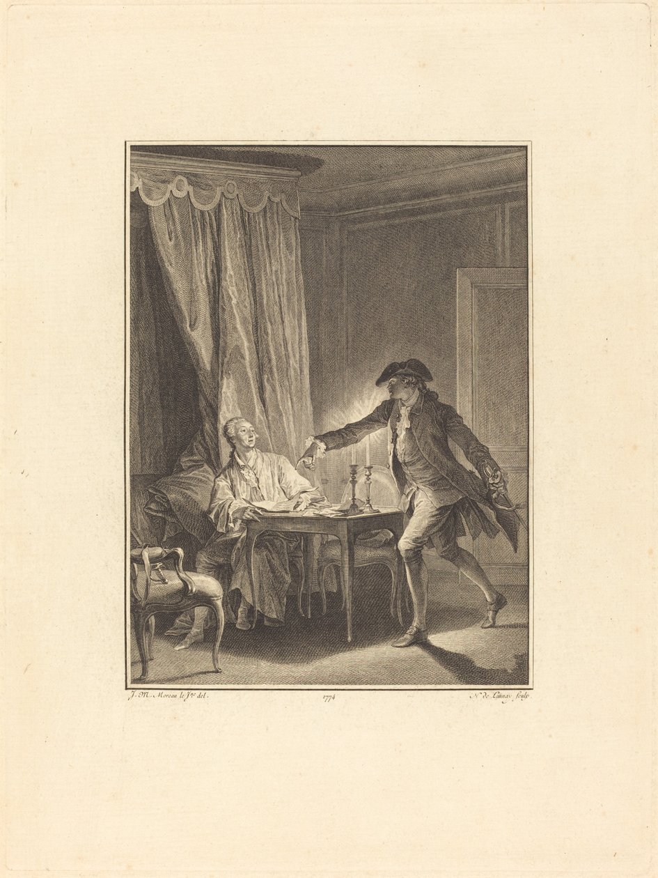 Ach! Młody człowiek do twojego dobroczyńcy autorstwa Nicolas Delaunay after Jean Michel Moreau