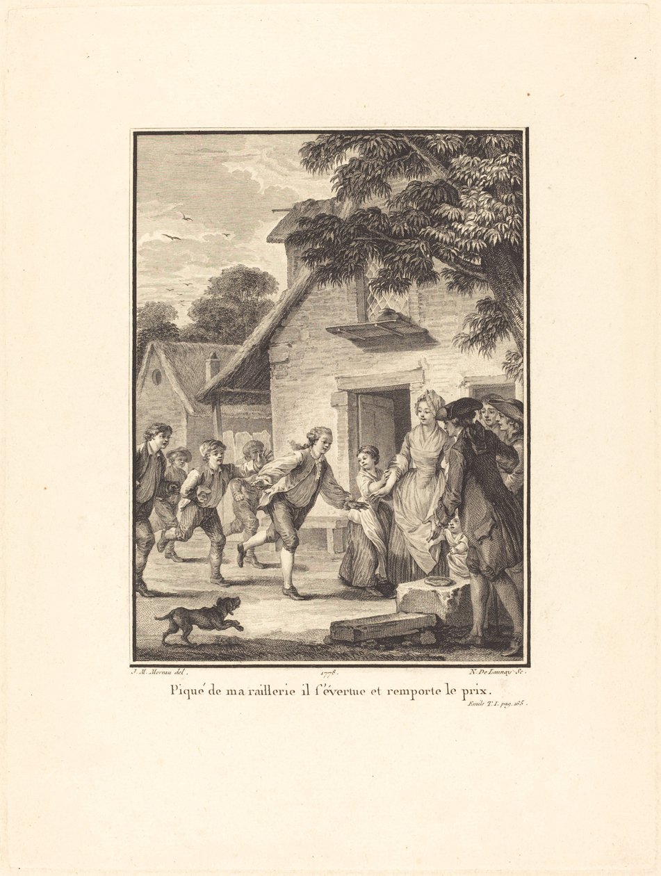 Ukąszony moją kpiną, walczy i wygrywa nagrodę autorstwa Nicolas Delaunay after Jean Michel Moreau
