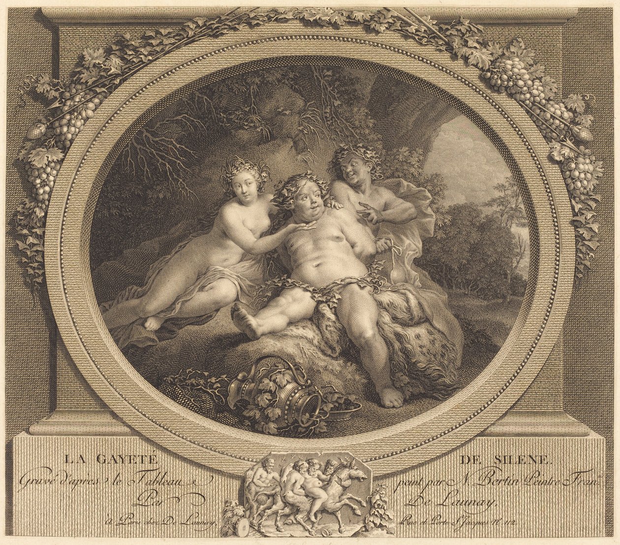 Wesołość Silenusa autorstwa Nicolas Delaunay after Nicolas Bertin