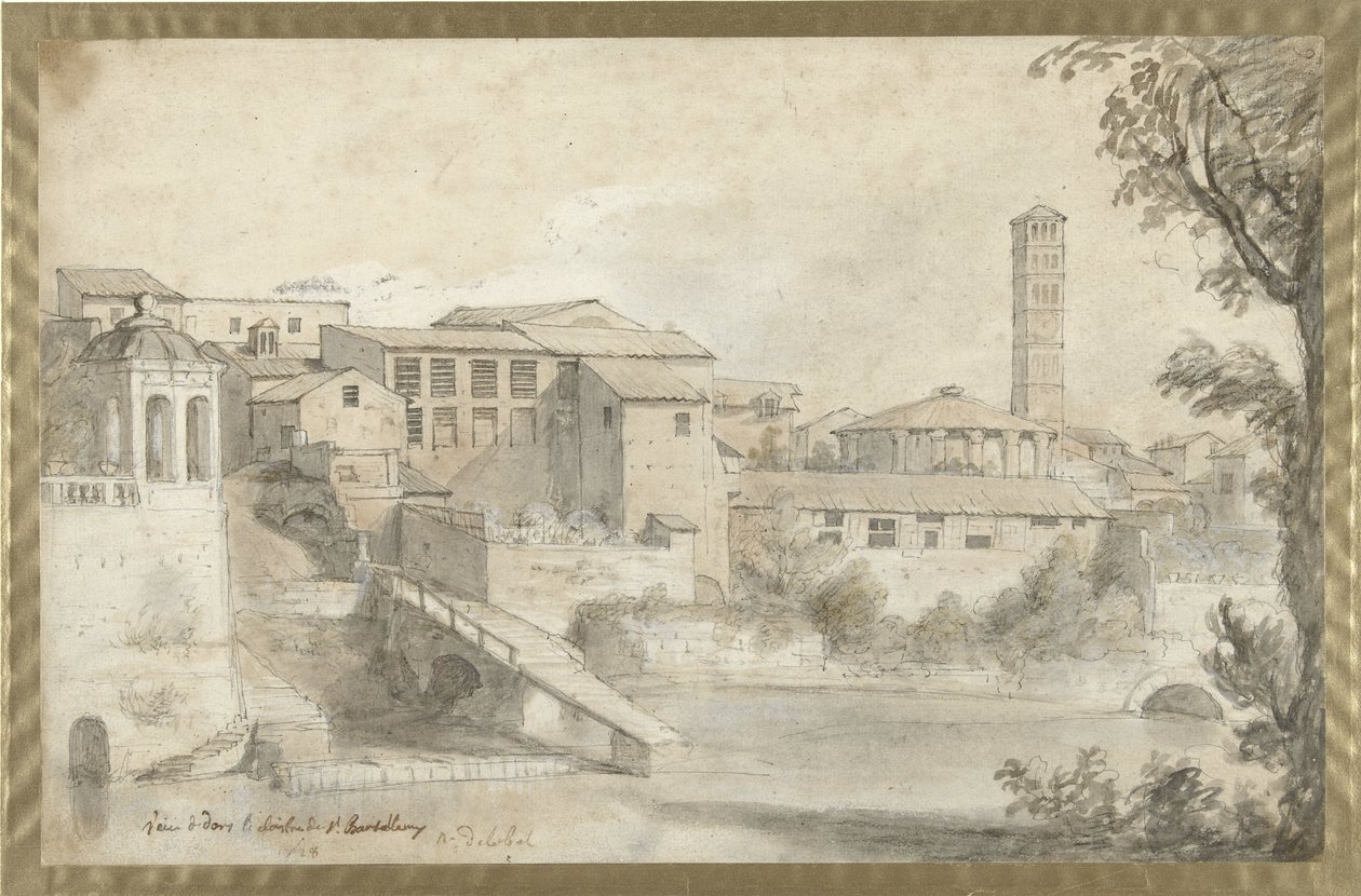 Wyspa Tybru z klasztorem San Bartolommeo autorstwa Nicolas Delobel