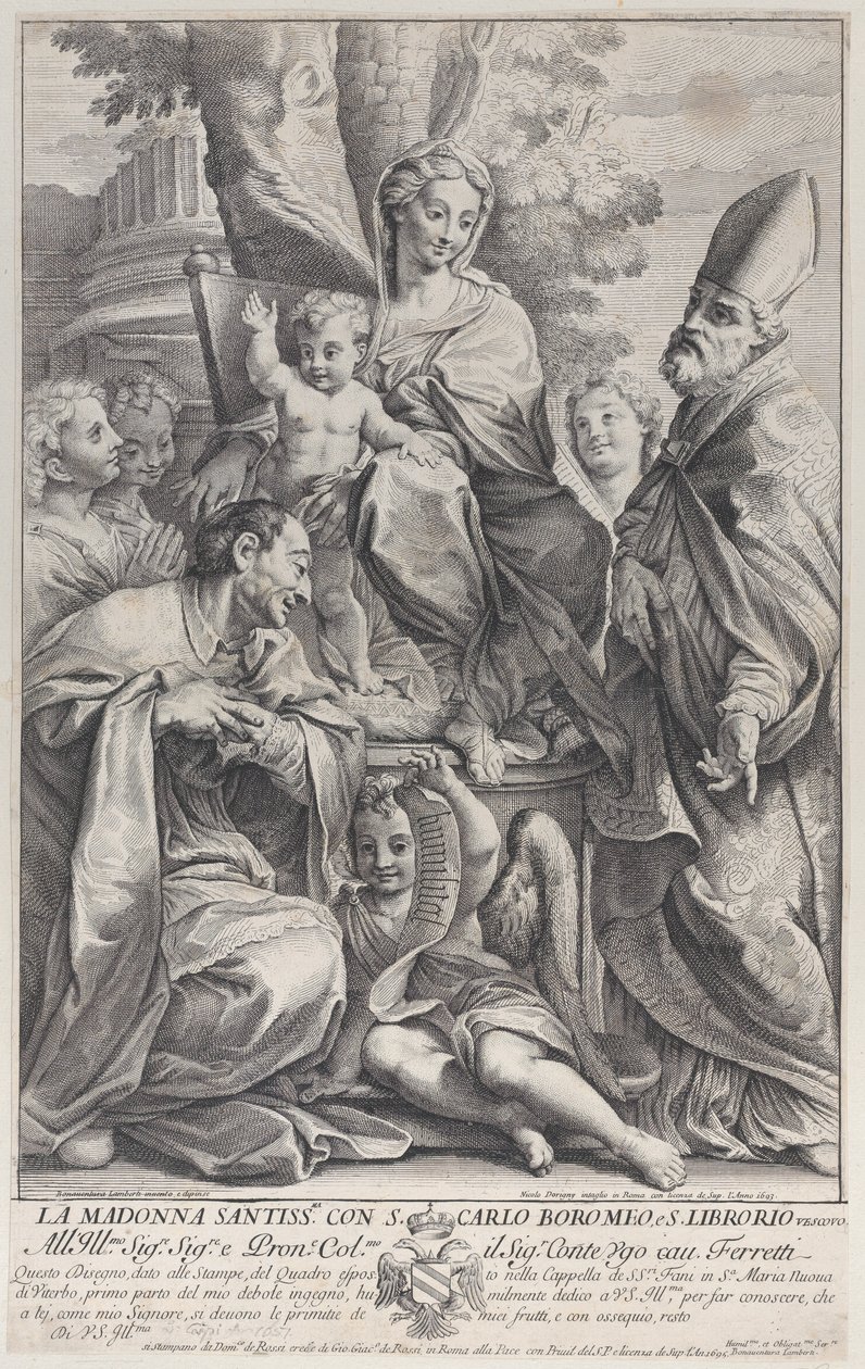 Dziewica z Dzieciątkiem ze św. Liboriuszem i Carlo Borromeo, 1693-95., 1693-95. autorstwa Nicolas Dorigny