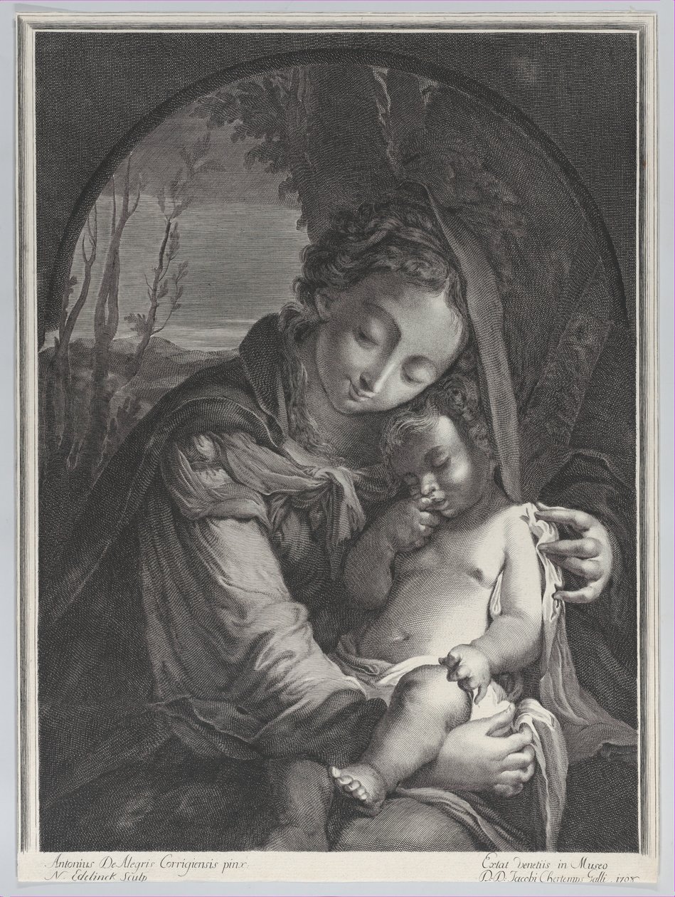 Dziewica ze śpiącym Dzieciątkiem, 1708., 1708. autorstwa Nicolas Etienne Edelinck