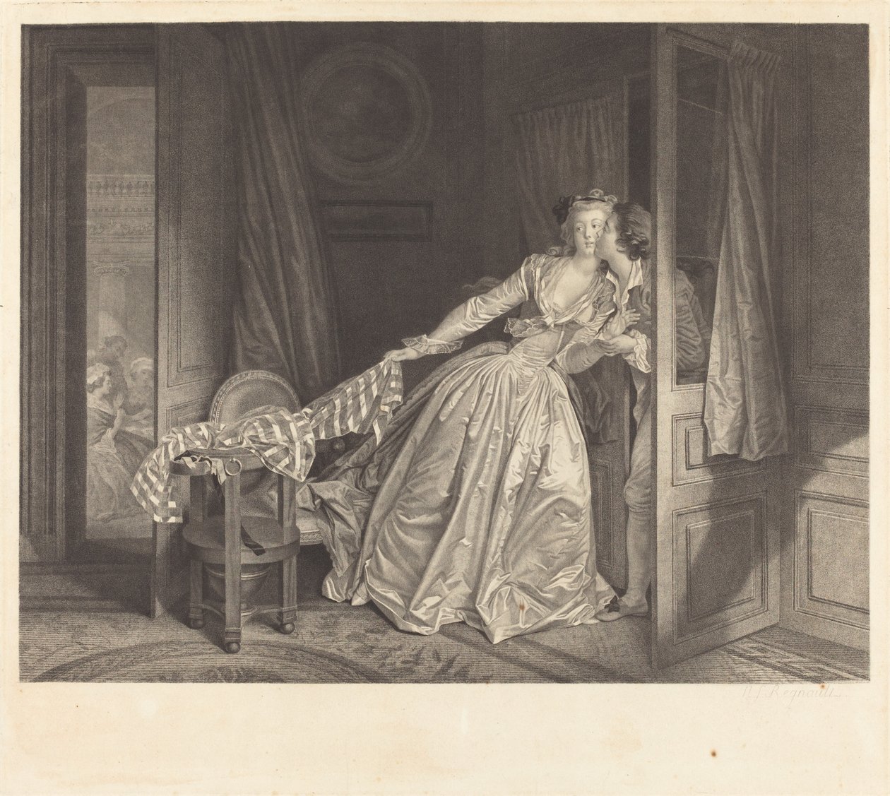 Skradziony pocałunek autorstwa Nicolas François Regnault after Jean Honoré Fragonard