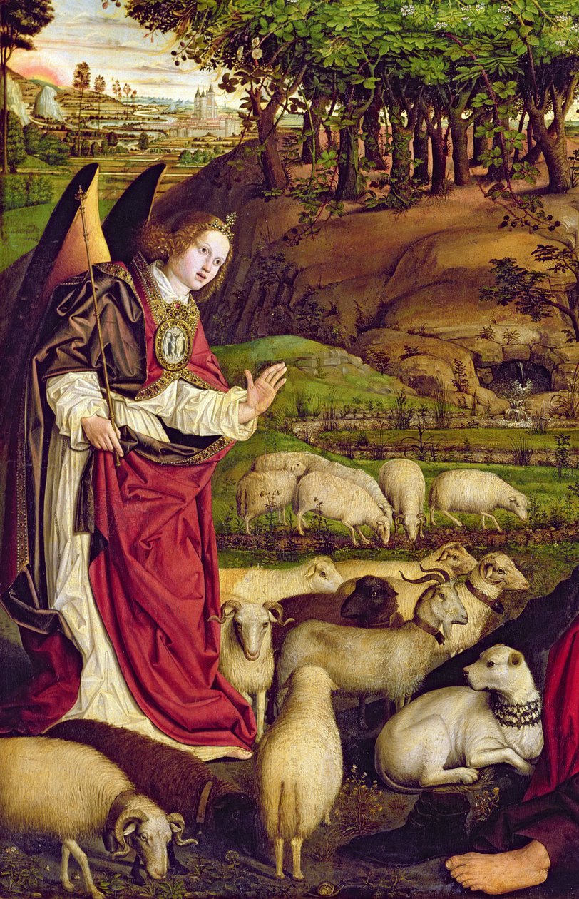 Tryptyk Mojżesza i gorejącego krzewu, ok.1476 (detal z 173010) autorstwa Nicolas Froment