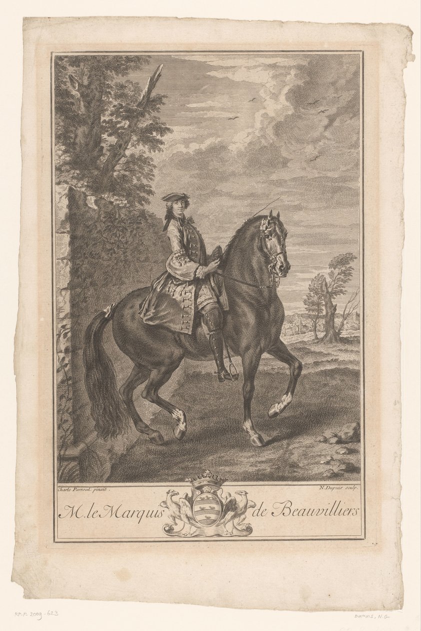Portret konny Paula de Beauvilliers M. le Marquis de Beauvilliers (tytuł na obiekcie) autorstwa Nicolas Gabriel Dupuis