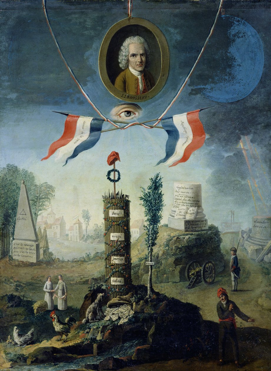 Alegoria Rewolucji z medalionem portretowym Jean-Jacques Rousseau (1712-78) 1794 autorstwa Nicolas Henri Jeaurat de Bertry