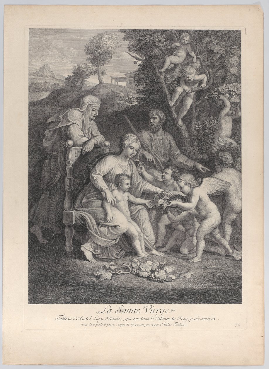 Święta Rodzina ze św. Elżbietą i aniołami, ca. 1729, ok. 1729 r. 1729. autorstwa Nicolas Henri Tardieu