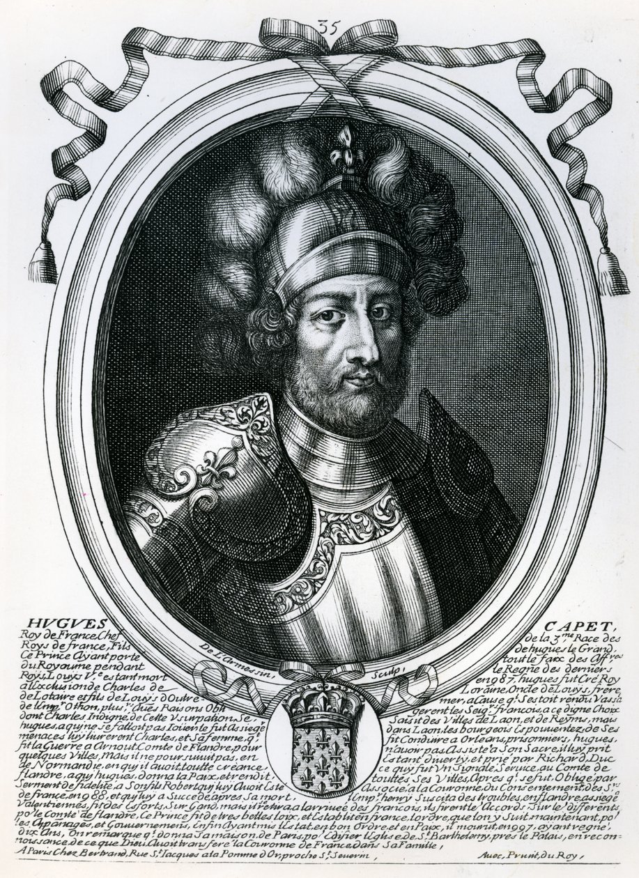 Hugues I Capet (941-96) Król Francji, z „Les Augustes Representations de tous les Rois de France od Faramonda do Ludwika XIV”, Paryż, 1679 autorstwa Nicolas II de Larmessin